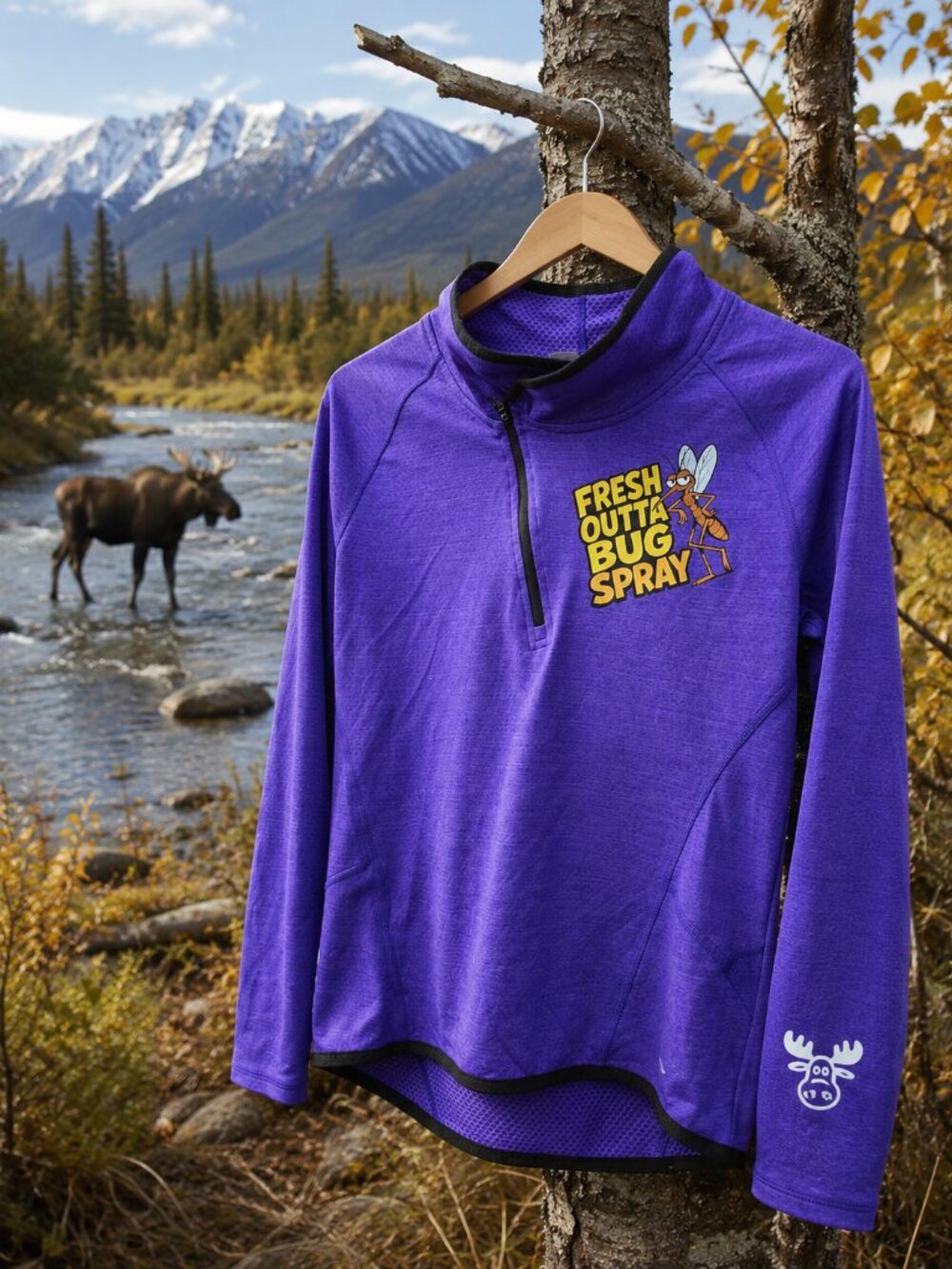 Champion Duo Dry Purple Quarter Zip Pullover Fresh Outta Bug Spray Alaska Medium